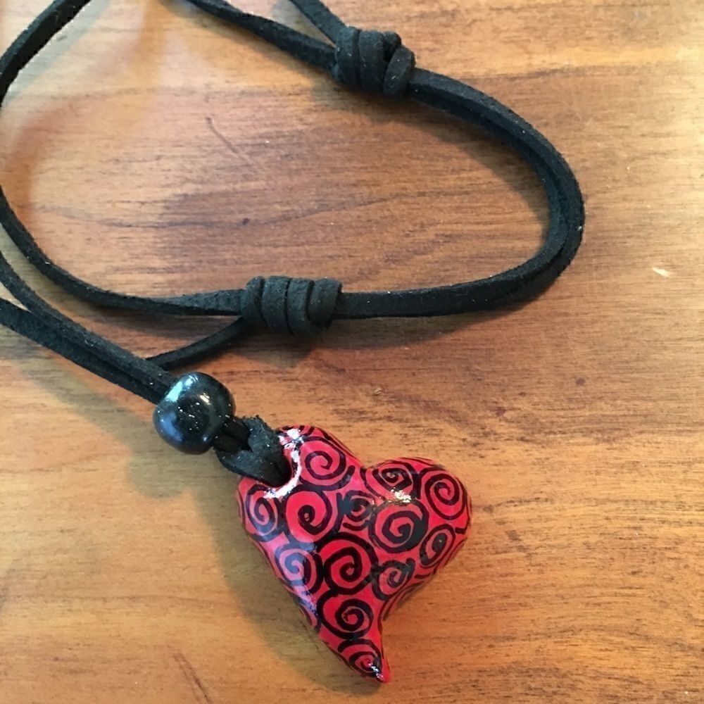 Hand made Clay Heart pendant with essential oil